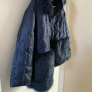 J. CREW GIRLS NAVY FUR COAT SIZE 8